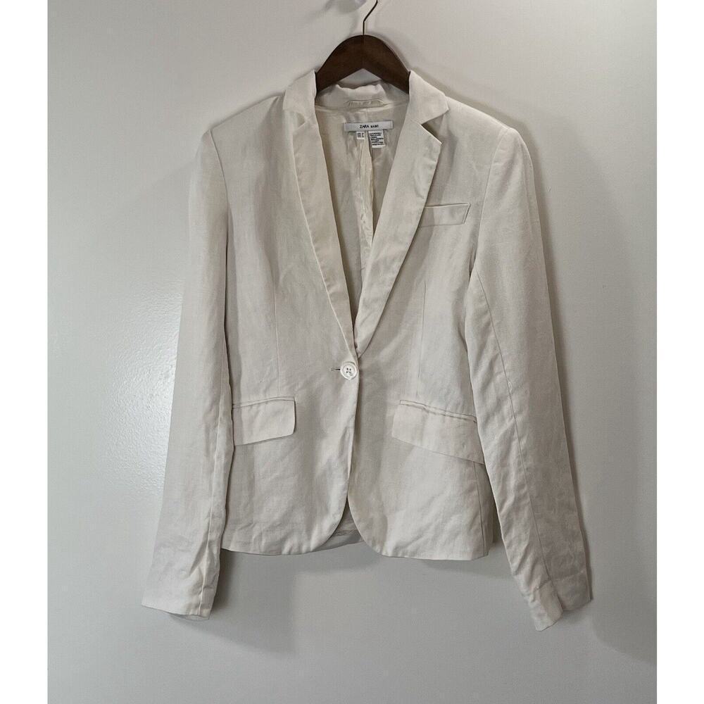 Zara Women’s Blazer Size 4 White Lightweight Classic Workwear Business Academic